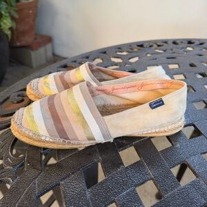 Gaimo espadrilles 38 Spain cream suede cotton canvas striped Anthropologie